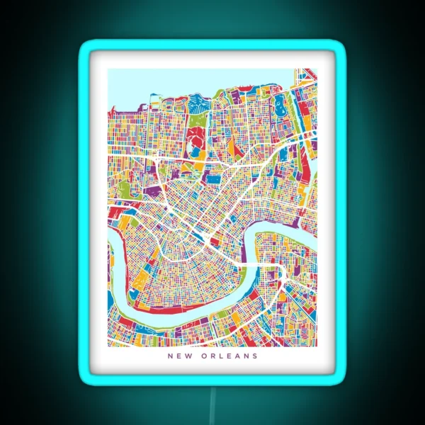 New Orleans Street Map RGB Neon Sign