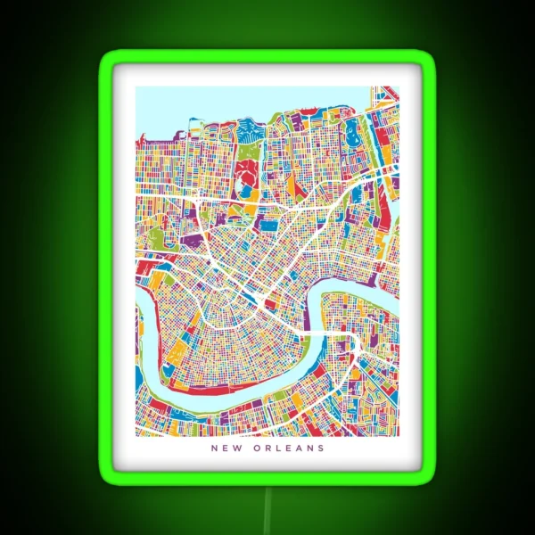 New Orleans Street Map RGB Neon Sign
