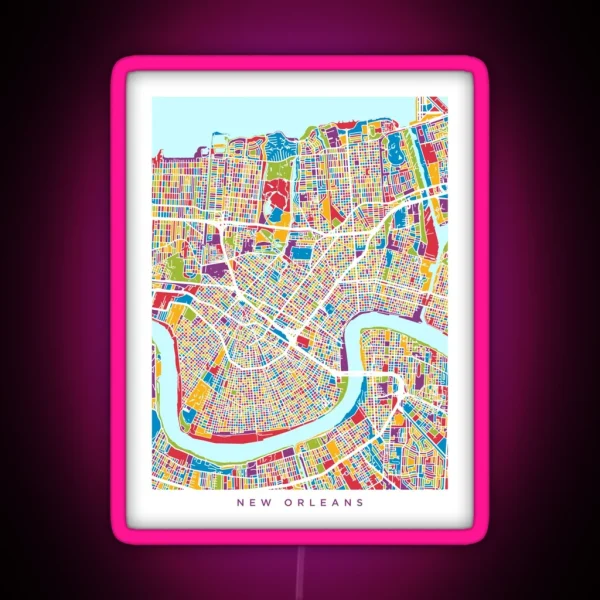 New Orleans Street Map RGB Neon Sign