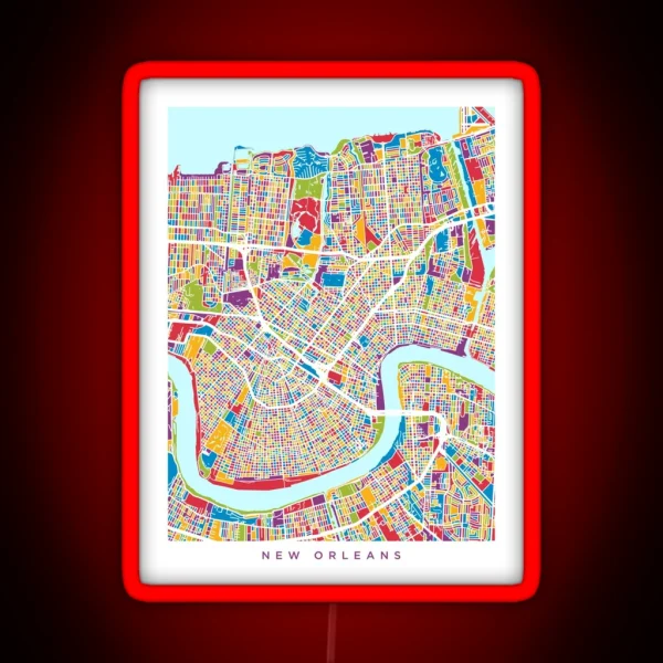New Orleans Street Map RGB Neon Sign