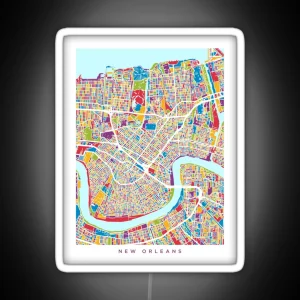 New Orleans Street Map RGB Neon Sign