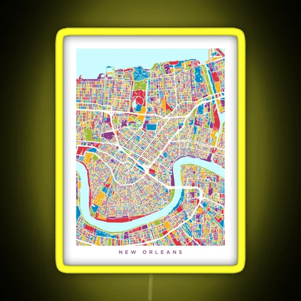 New Orleans Street Map RGB Neon Sign