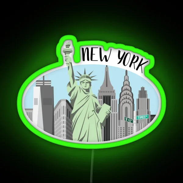 New York City Skyline Illustration RGB Neon Sign