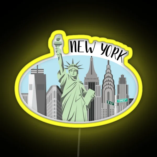 New York City Skyline Illustration RGB Neon Sign