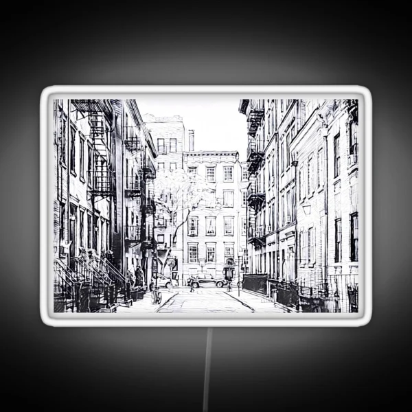 New York City Street Black And White RGB Neon Sign