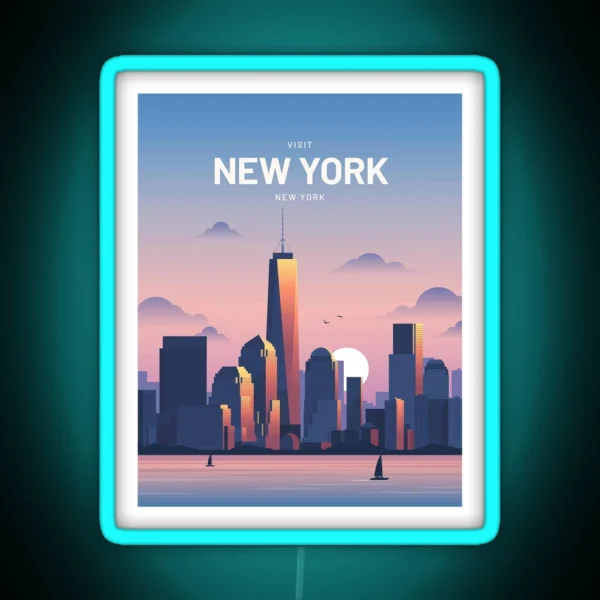 New York City USA Travel Digital Art RGB Neon Sign