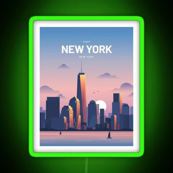 New York City USA Travel Digital Art RGB Neon Sign