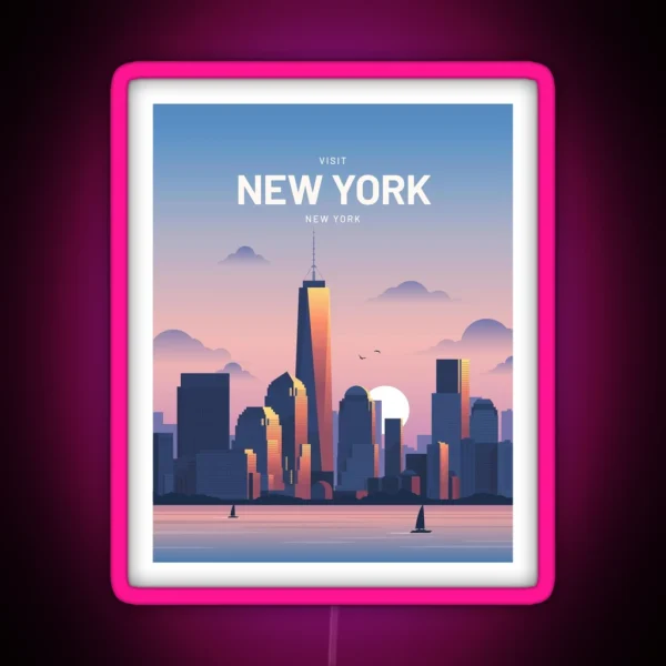New York City USA Travel Digital Art RGB Neon Sign