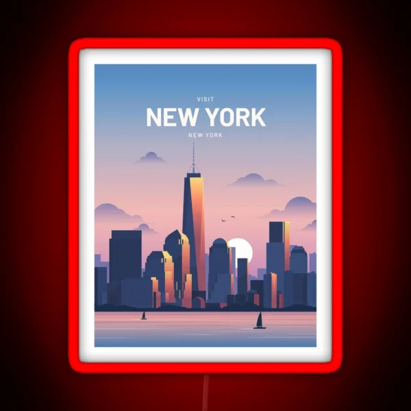 New York City USA Travel Digital Art RGB Neon Sign