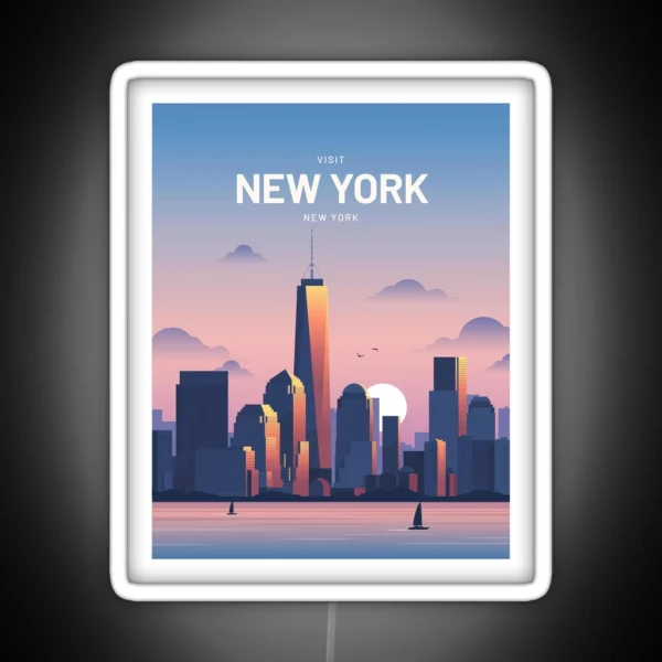 New York City USA Travel Digital Art RGB Neon Sign