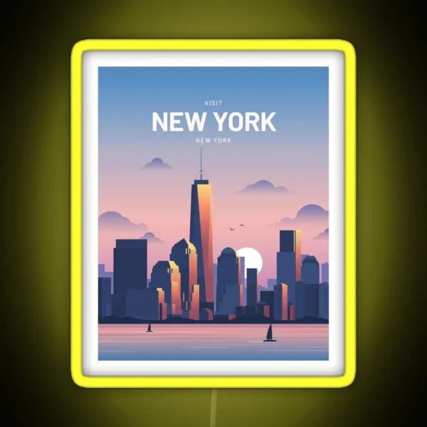 New York City USA Travel Digital Art RGB Neon Sign