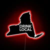 Neon Sign: 'Drink Local' Illuminated in Vibrant RGB Colors