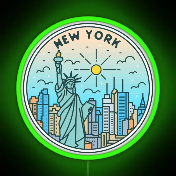 New York NY Illustrated Badge Retro Vintage Nature RGB Neon Sign