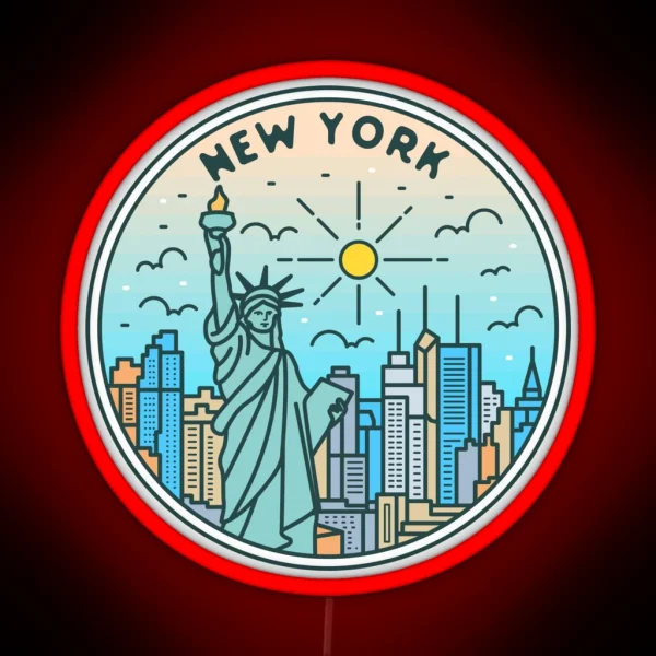 New York NY Illustrated Badge Retro Vintage Nature RGB Neon Sign