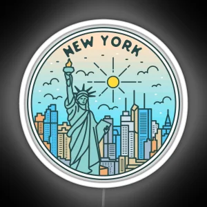 New York NY Illustrated Badge Retro Vintage Nature RGB Neon Sign