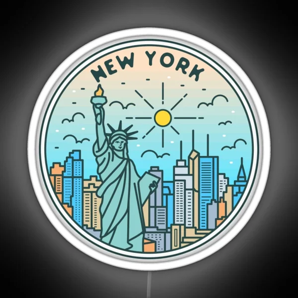 New York NY Illustrated Badge Retro Vintage Nature RGB Neon Sign