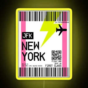 NEW YORK Plane Ticket RGB Neon Sign