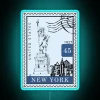 Vibrant USA Postal Art Neon Sign with NYC Sketch Design Style