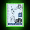 Vibrant NYC Street Map Postage Stamp Neon Light Home Decor Accent