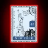 Neon city art postage stamps of New York united states