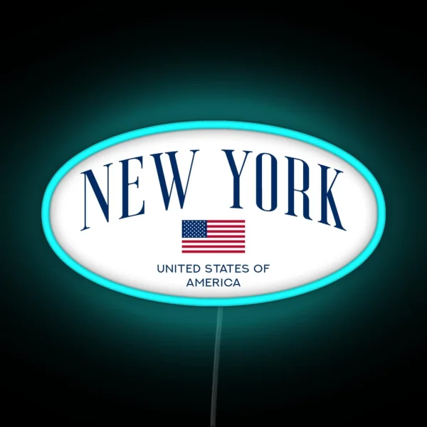 New York USA Flag Oval RGB Neon Sign