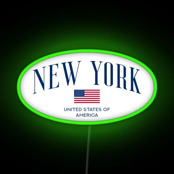 New York USA Flag Oval RGB Neon Sign