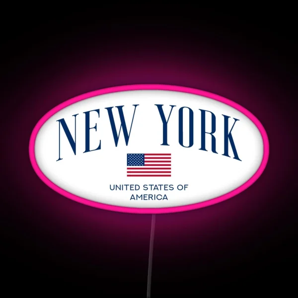 New York USA Flag Oval RGB Neon Sign