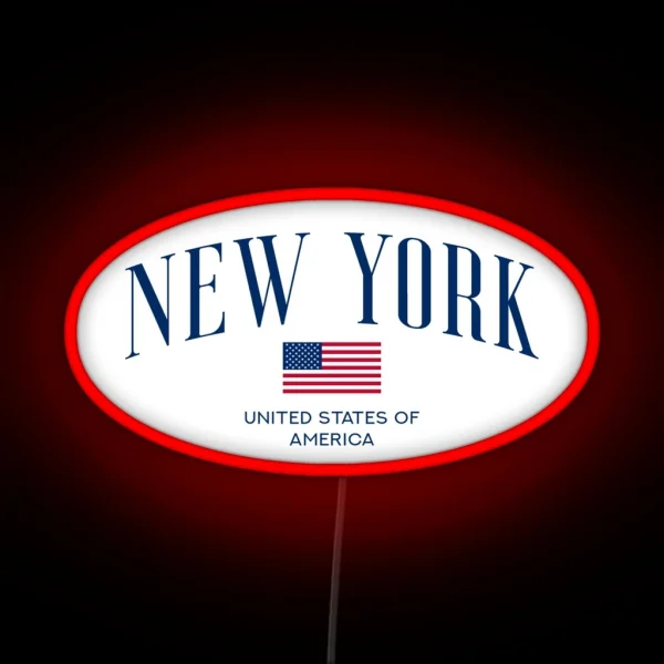New York USA Flag Oval RGB Neon Sign