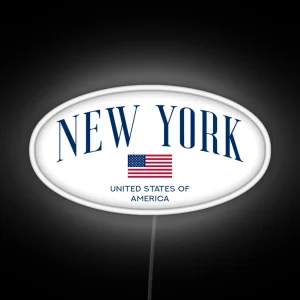 New York USA Flag Oval RGB Neon Sign