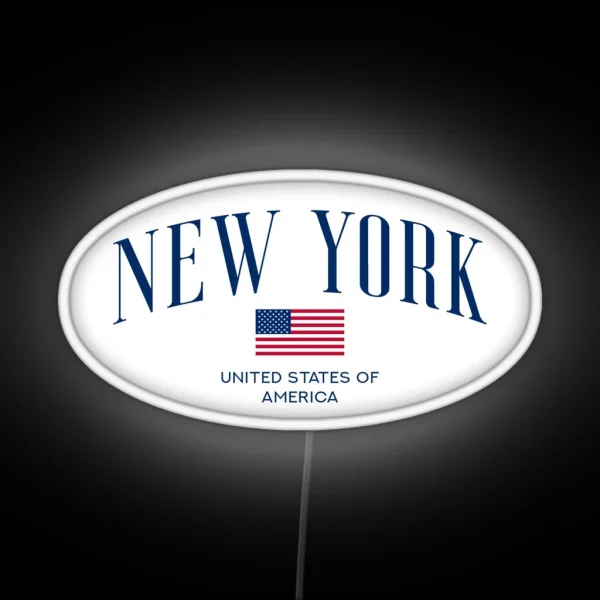 New York USA Flag Oval RGB Neon Sign