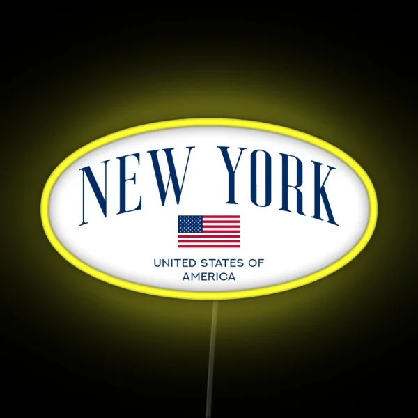 New York USA Flag Oval RGB Neon Sign