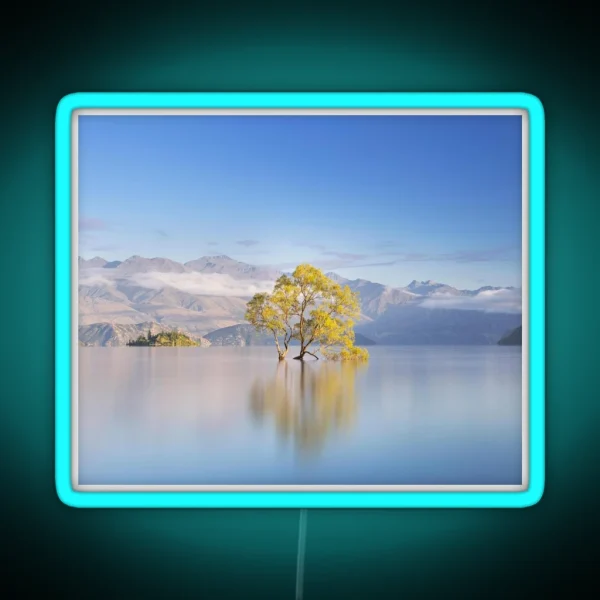 New Zealand Landscape Photograph Wanaka Tree RGB Neon Sign