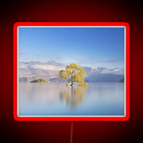 New Zealand Landscape Photograph Wanaka Tree RGB Neon Sign