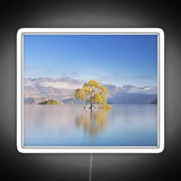 New Zealand Landscape Photograph Wanaka Tree RGB Neon Sign