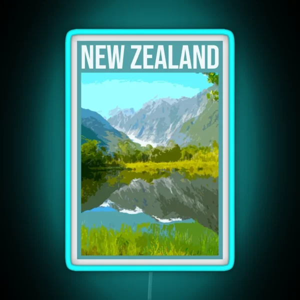 NEW ZEALAND Retro Vintage Travel Poster RGB Neon Sign