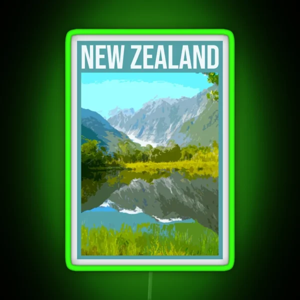 NEW ZEALAND Retro Vintage Travel Poster RGB Neon Sign
