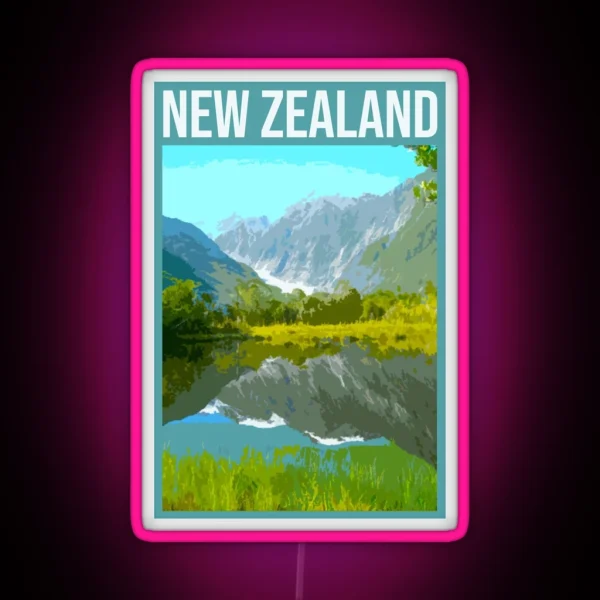 NEW ZEALAND Retro Vintage Travel Poster RGB Neon Sign