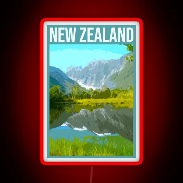NEW ZEALAND Retro Vintage Travel Poster RGB Neon Sign