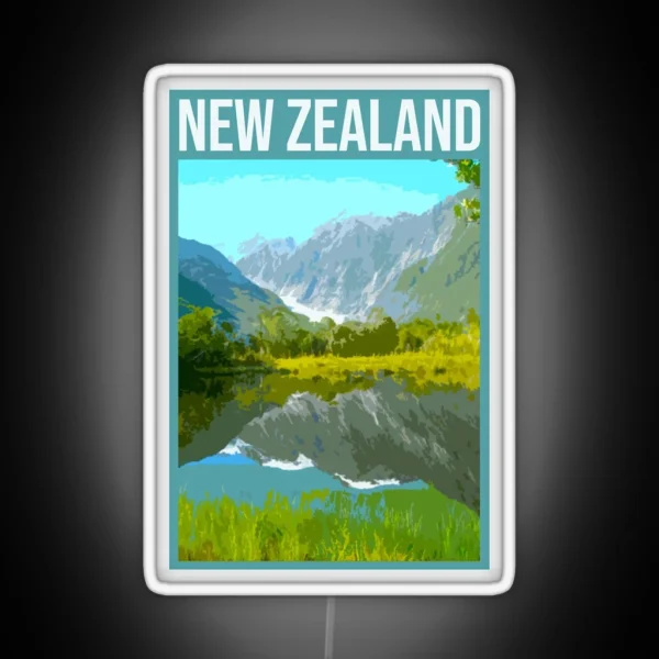 NEW ZEALAND Retro Vintage Travel Poster RGB Neon Sign