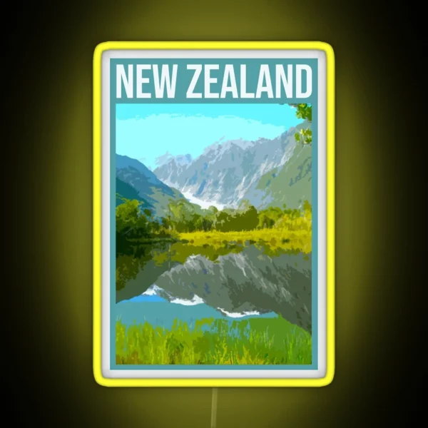 NEW ZEALAND Retro Vintage Travel Poster RGB Neon Sign