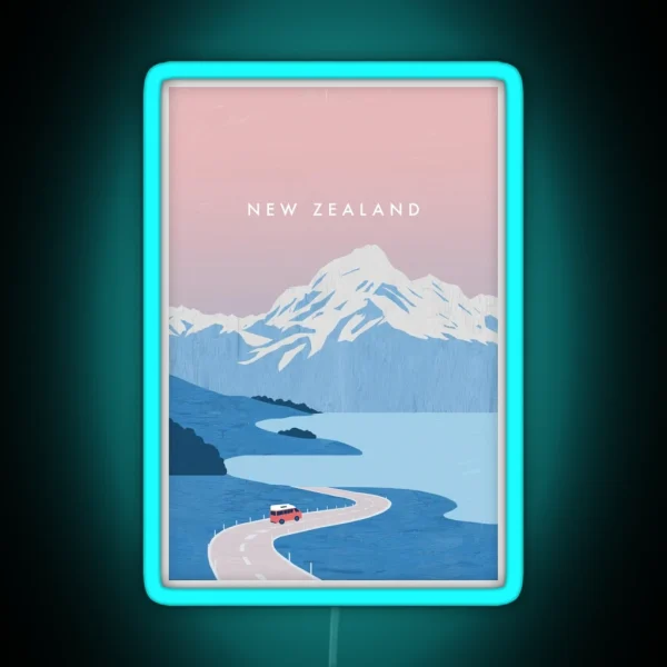 New Zealand Travel Poster RGB Neon Sign