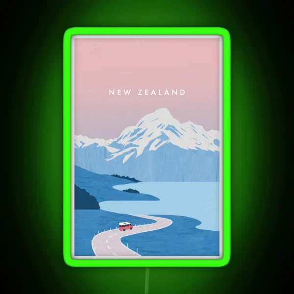 New Zealand Travel Poster RGB Neon Sign