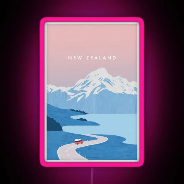 New Zealand Travel Poster RGB Neon Sign
