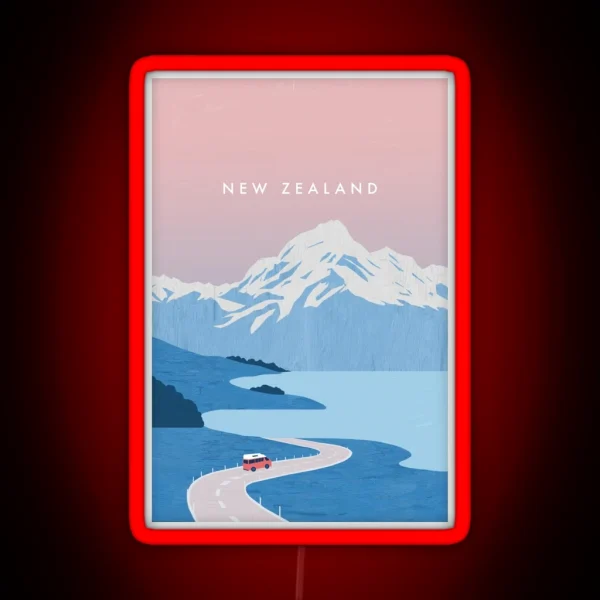 New Zealand Travel Poster RGB Neon Sign