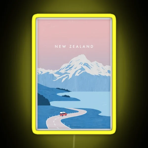 New Zealand Travel Poster RGB Neon Sign