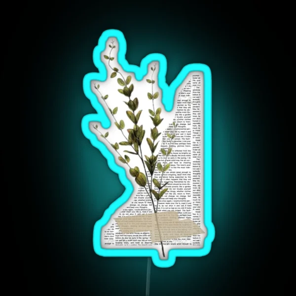 Newspaper Greenery Dark Academia Collage RGB Neon Sign