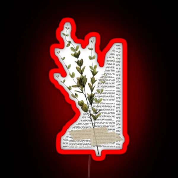 Newspaper Greenery Dark Academia Collage RGB Neon Sign