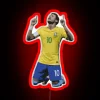 Neymar Brazil Championship Celebration in Vibrant RGB Neon Accent Wall