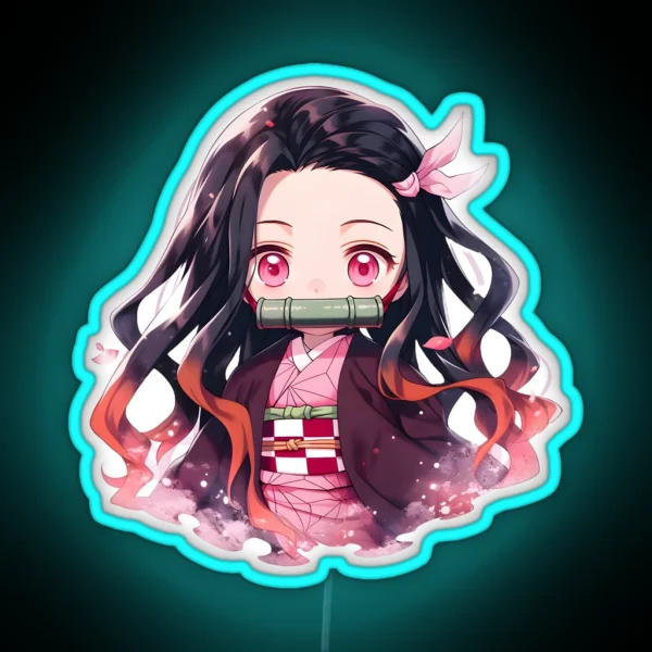 Nezuko DS Cute Anime Girl RGB Neon Sign