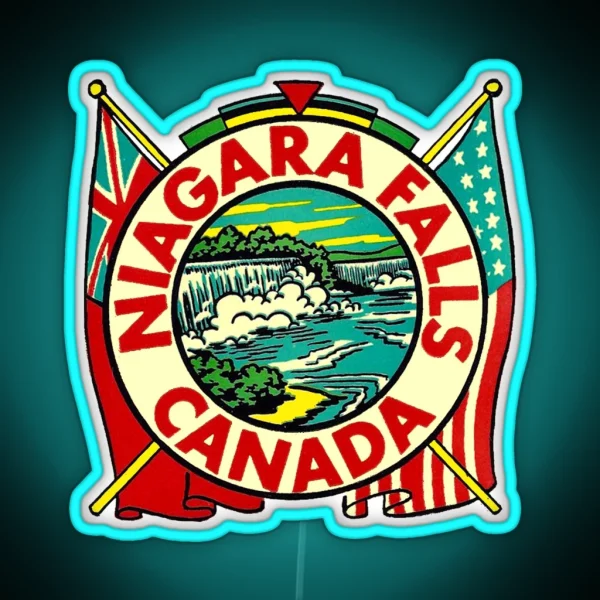 Niagara Falls Canada Vintage Travel Decal RGB Neon Sign